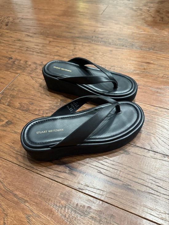 Stuart Weitzman Shoes - Stuart Weitzman Contempo Black Platform Flip-Flop Sandals